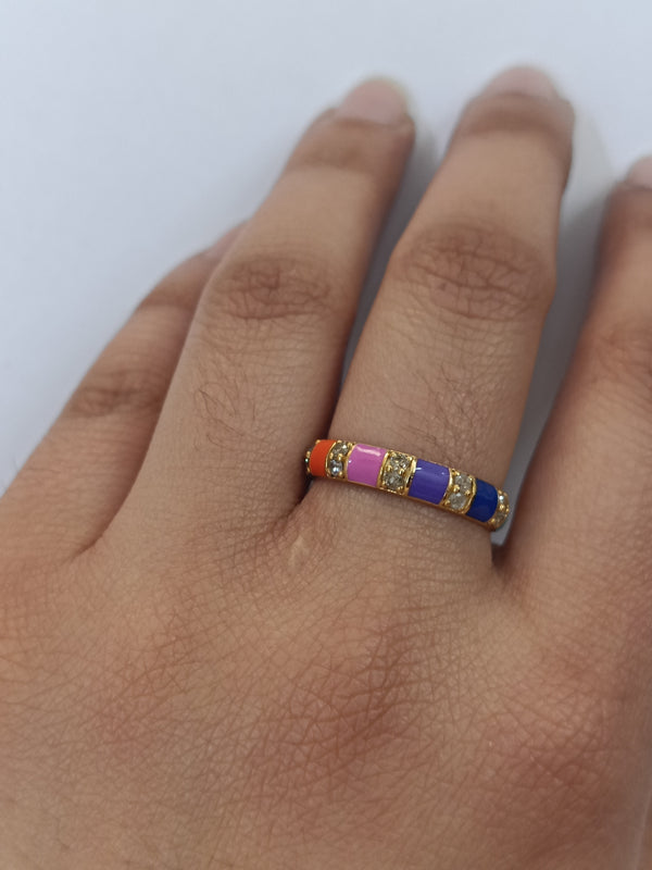 Chic 9 Ct Wedding Band with Multi-Color Enamel Gift For Her Timeless EleganceDainty Diamond Band Women Bow Knot Ring Gold Ribbon Ring  Stacking Gold Blow Ring (Copy)