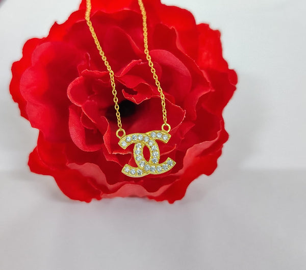 Elegant Chanel-Inspired CC Pendant Necklace - 925 Sterling Silver Chain Necklace