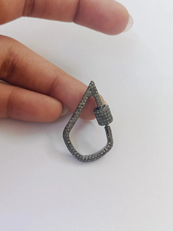 31x21mm Pave Diamond Lock Screw Mechanism Clasp Carabiner Lock Diamond Clasp Diamond Jewelry Findings Carabiner Clasp Craft Jewelry Necklace