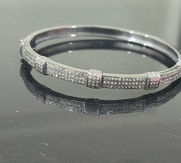 Pave Diamond Bangle Diamond Bracelet 925 Silver Bracelet For Women Gift For Her Anniversary Gift Jewelry Handmade Bangle Bracelet Minimalist