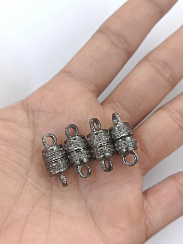 Pave Diamond Magnetic Clasp: 9x17mm Sterling Silver Jewelry Lock for Necklaces & Bracelets