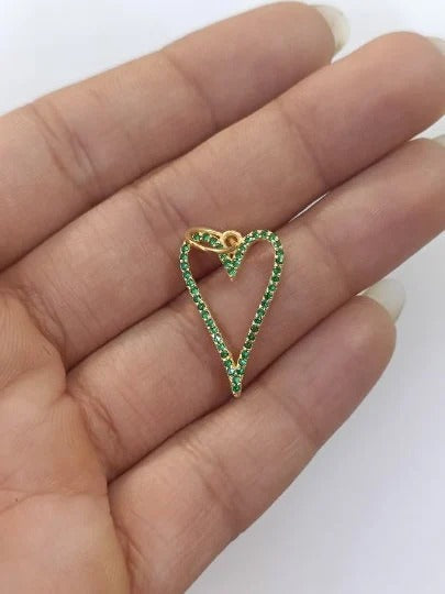 Rosecut Pave Diamond Heart Pendant 22x12mm In 925 Sterling Silver