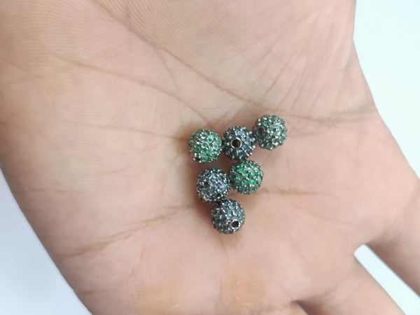 6mm Sapphire Gemstone Round Ball Beads Handmade Jewelry Finding Emerald Ball 925 Sterling Silver Jewelry Making