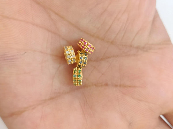 7mm Emerald Ruby Sapphire Gemstone Spacers Diamond Rondelle Jewelry Wheel Rondelle Jewelry Findings Craft Supplies