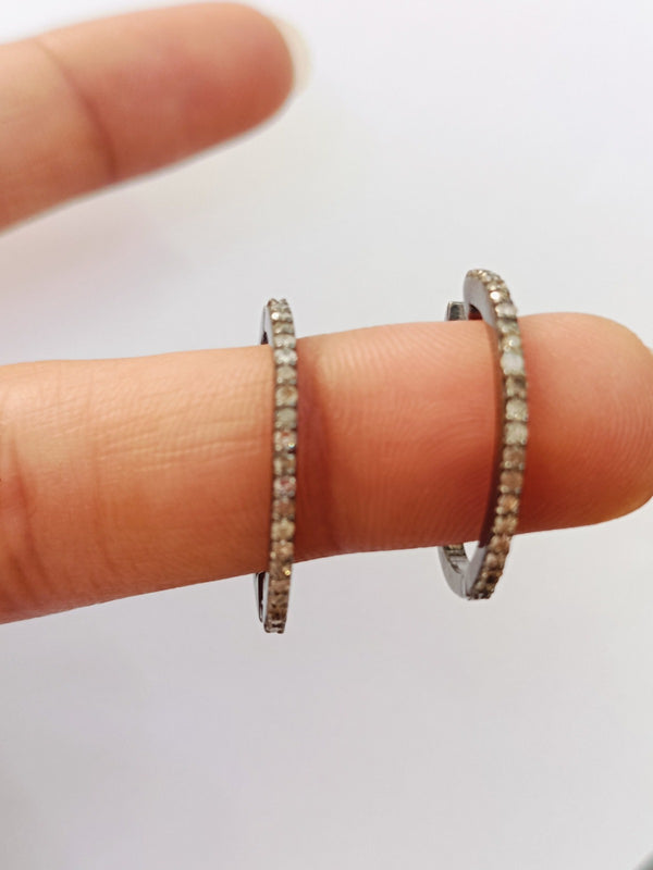Pavé Diamond Hoop Earrings | 925 Sterling Silver | Huggie Hoops | Statement Earrings | Anniversary Gift | Wedding Jewelry | Diamond Earring