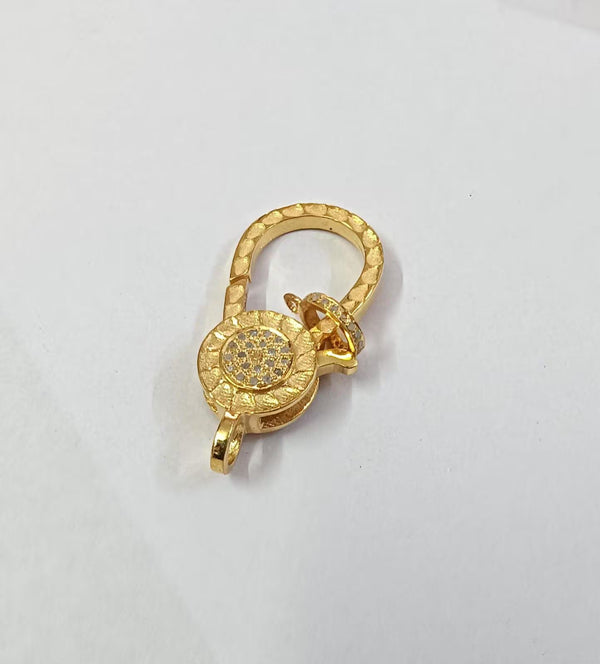Pave Diamond Lock Jewelry 33mm Enhancer Lobster Clasp 925 Sterling Silver Jewelry Finding Handmade Jewelry Necklace Connector