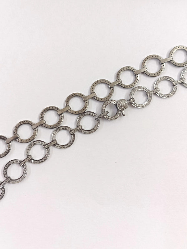 Pave Diamond Chain/925 Sterling Silver/Diamond Link Chain/Cable Chain/Dainty Link Necklace/Diamond Jewelry Necklace/Chain Necklace/Gifts