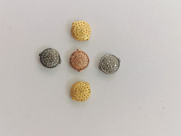 8mm Pave Diamond Round Beads/Diamond Beads/925Sterling Silver/Diamond Charm/Button Beads/Pave Diamond Findings/Craft Supplies Jewelry