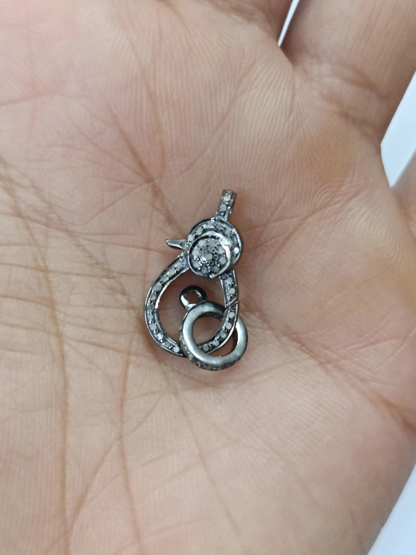 Pave Diamond Lobster Clasp 925 Silver Diamond Necklace Connector 21x12mm Lobster Lock Handmade Jewelry Findings Craft Supplies Clasp Clipsx