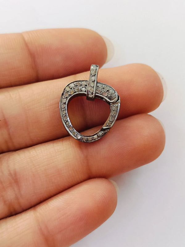 Diamond Lobster Clasp Pave Clasp 925 Sterling Silver Fancy Shape Both Side Diamond Clasp Diamond Findings Handmade Jewelry Craft Supply