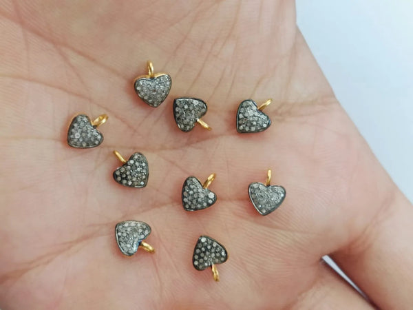 Pave Diamond Heart Charm Pendant 925 Sterling Silver 9x7mm Diamond Heart Pendant Heart Diamond Bracelet Charm Jewelry Charm Necklace Gifts