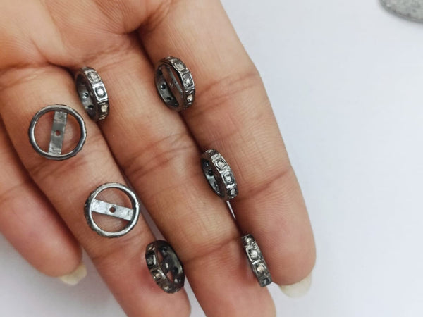 12mm Rose cut Beads Polki Beads, Sterling Silver, Jewelry Findings, Spacers Rondelle Beads, Diamond Jewelry