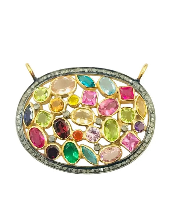 pave diamond tourmaline pendant gemstone necklace diamond jewelry 925 sterling silver handmade pendant gift ideas