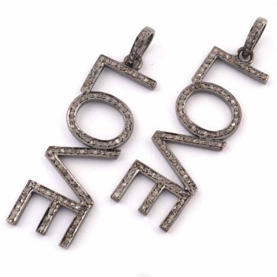 Pave Diamond Love Pendant 925 Sterling Silver 50x16mm Diamond Love Jewelry Diamond Pendant Necklace Pendant Handmade Fine Jewelry Gifts