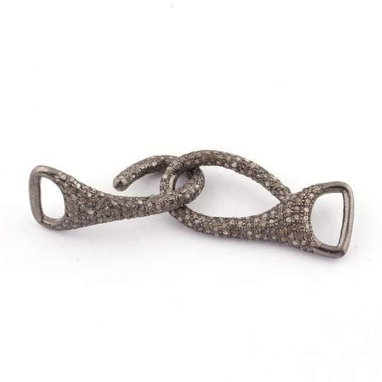 Pave Diamond Hook/925 Silver/Diamond Bracelet Connector/Buckle Connector/Diamond Connector/54x16mm Fish Hook Connector/Jewelry Findings