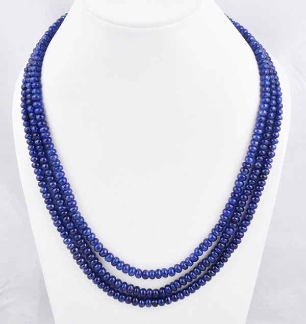 668 Ct. Blue Sapphire Necklace Sapphire Beads Rondelle Beaded Birthstone Necklace 16-18 Inch Layering Necklace Anniversary Gift for Her