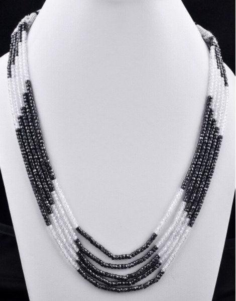 Black & White Zircon Necklace/3mm Cubic Zircon Necklace/Gemstone Necklace/Wholesale Beads Necklace For Her/Gift For Her/Beaded Necklace