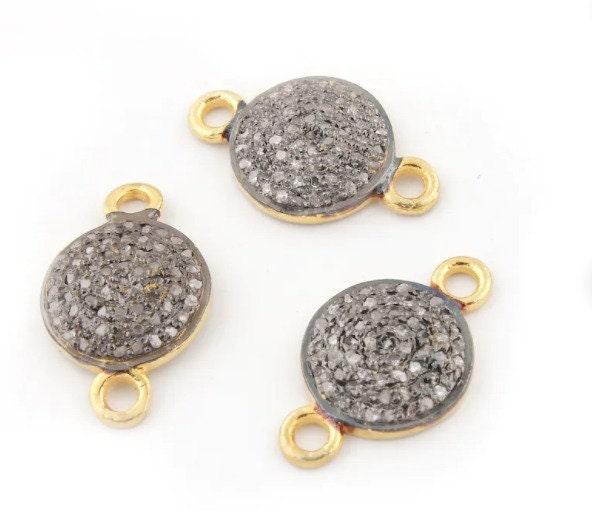 Pave Diamond Round Disc Connector 925 Sterling Silver Diamond Handmade Jewelry Finding Disc Charm Pave Diamond Jewelry Round Disc Pendant