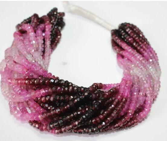 Ruby Shaded Sapphire 2.5-3.5mm Rondelle Beads Ruby Faceted Strand Beads Wholesale Beads Loose Beads Jewelry Making Rondelle Beads