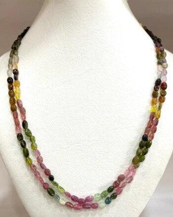 Natural Multi Tourmaline Necklace, Smooth Nugget Necklace, Tourmaline Gemstone Necklace, Tourmaline Strand, Anniversary Gift, Necklace Women