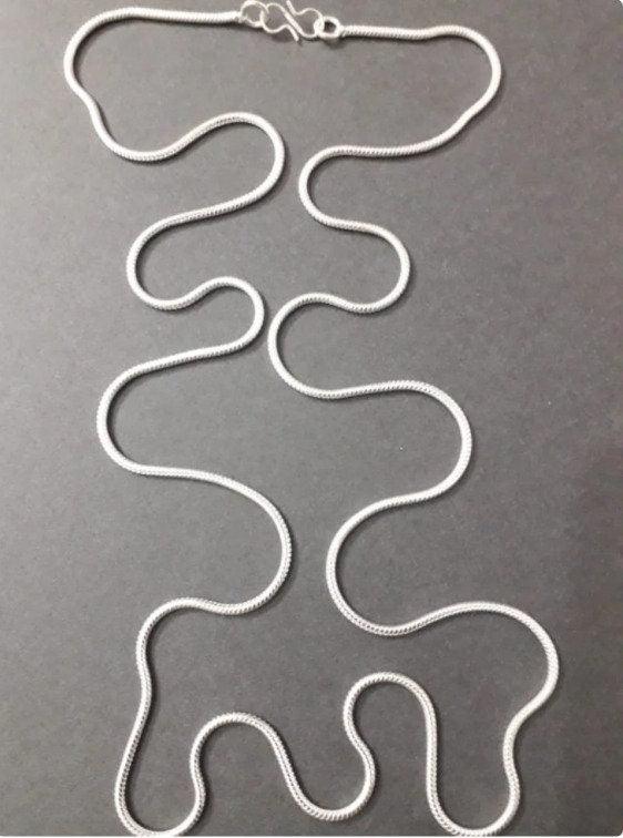 925 Silver Plated Chain, Chain Necklace, 32 Inches Long Chain, Silver Chain, Silver Snake Chain, Cable Chain, Ready Necklace, Handmade Chain
