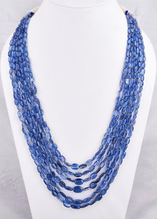 Natural Kyanite Necklace/Layering Necklace/Beaded Necklace/Gemstone Necklace/Smooth Necklace/Adjustable Necklace/Gift For Her/Kyanite Beads