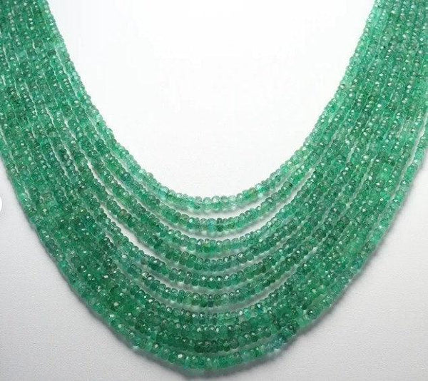 Natural Zambian Emerald Rondelle, 3-5mm, 20 Inches Long, Beaded Gemstone Necklace, AAA Quality Emerald Necklace, Emerald Necklace, Gift Her
