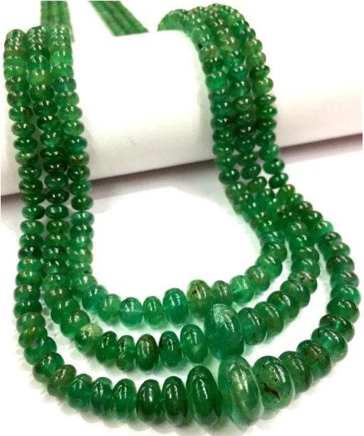 4-6.5mm AAA Zambian Emerald Necklace, Gemstone Rondelle Necklace, Beaded Emerald Necklace, Birthstone Necklace, Handmade Crystal Necklace
