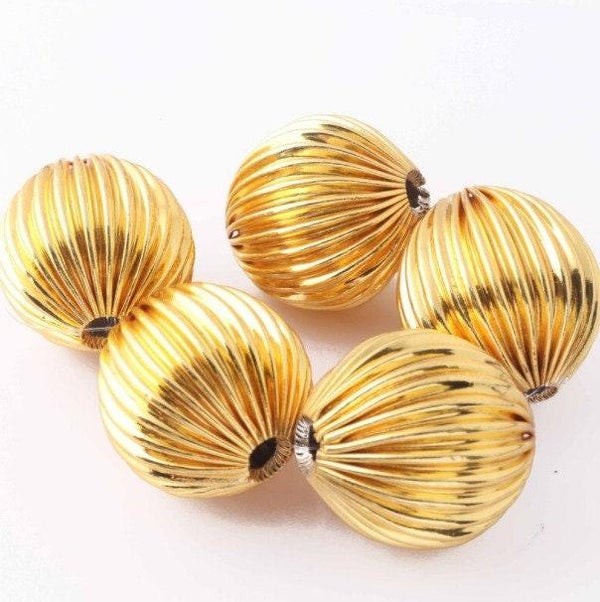 Melon Copper Beads/Gold Plated Melon Beads/Jewelry Making Beads/Copper Beads/25x26mm Craft Supplies/Round Ball Beads/Brass Jewelry Beads