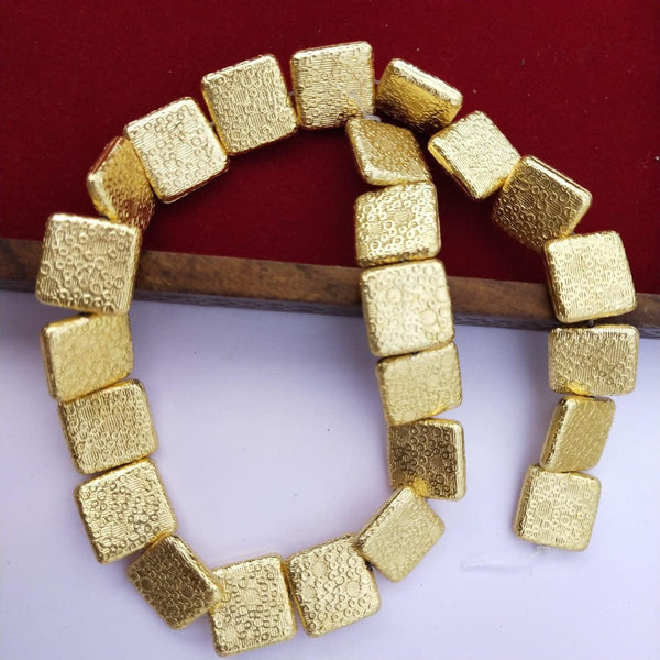 16mm Copper Gold Plated Beads, Designer Square Beads, Jewelry Making Beads, Gold Beads, Copper Square Beads, Hammered Brushed Copper Beads