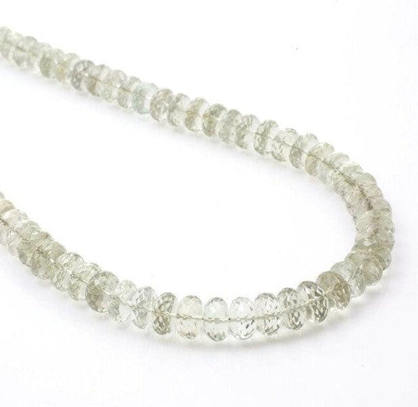 9mm Green Amethyst Necklace, Beaded Necklace, Rondelle Necklace, Gemstone Necklace, Silver Necklace, Bridesmaid Necklace, Christmas Gift