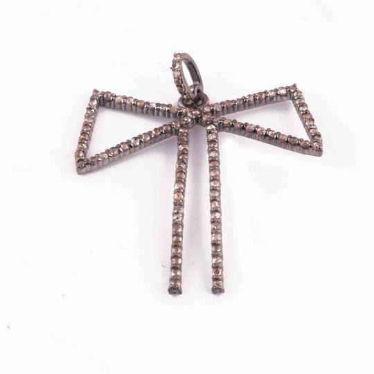 Pave Diamond Bow Knot Lace Pendant/Bow Tie Pendant/34mm Diamond Ribbon Pendant Necklace/Silver Handmade Jewelry/Love Tie/Gift For Boyfriend