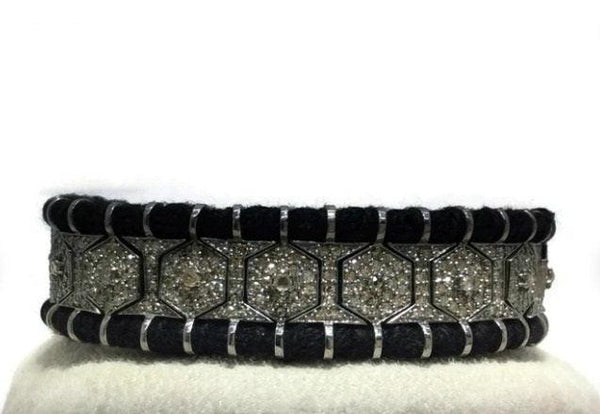 RoseCut Pave Diamond Macrame  Antique Finish Thread Bangle Bracelet Jewelry in 925 Sterling Silver