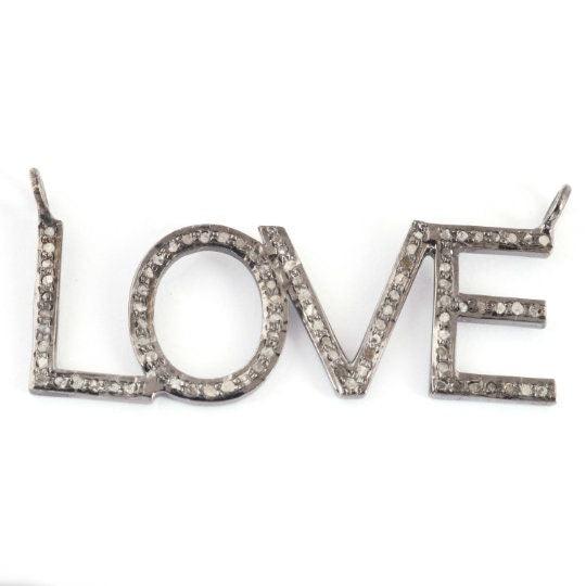 Diamond Love Necklace/ Silver Connector/ 45x15mm Diamond Love Pendant/Diamond Pendant/Necklace Connector/Diamond Connector/Graduation Gifts