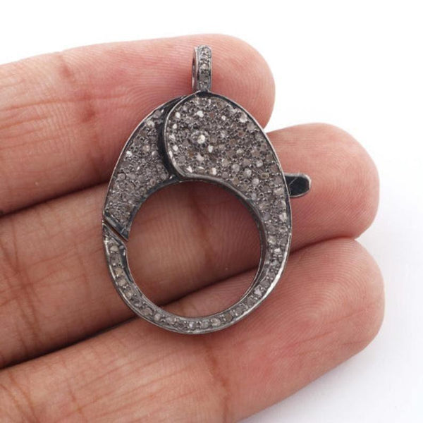 Pave Diamond Lobster, Lock Clasp, 30x20mm Diamond Lock Claw, Diamond Findings, Diamond Clasp & Clips, Lobster Finding, Lobster Clasp