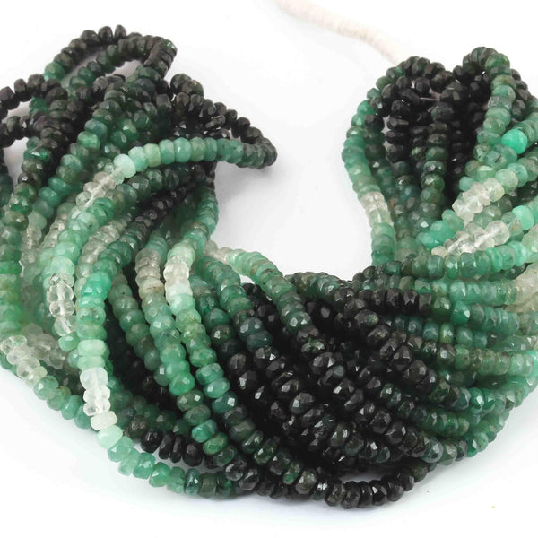 2.5mm-3.5mm Shaded Emerald Rondelle Beads/Emerald Beads/Wholesale Beads/Faceted Beads/Jewelry Making Beads/Emerald Gemstone/Beads Strand