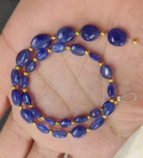 Natural Tanzanite Nugget Oval Beads Tanzanite Smooth Beads 4x6-8x10mm Strand Beads Tanzanite Oval Beads Gemstone Craft Loose Beads Jewelry