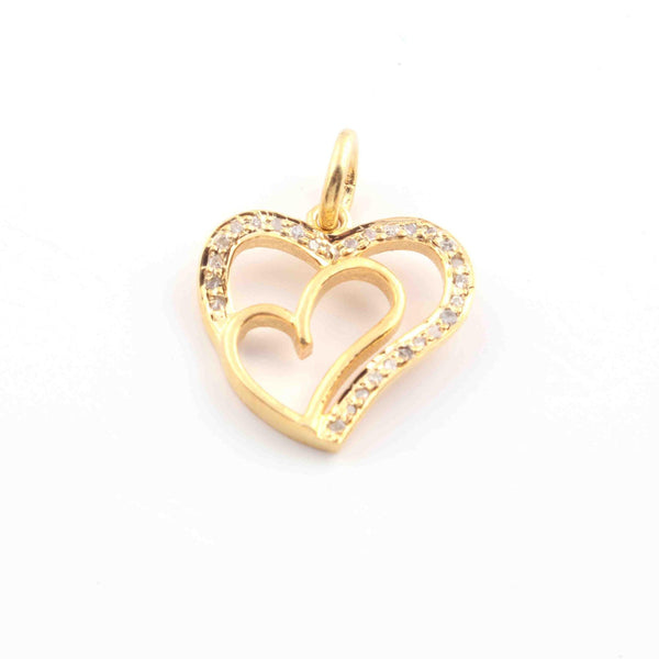 Pave Diamond Love Heart Pendant 16mm Yellow Gold Diamond Heart Necklace Love Locket Heart Jewelry Gift For Her Wedding Gift