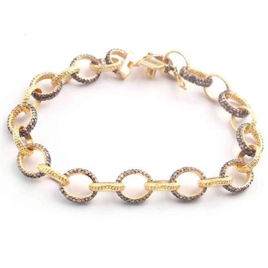 Pave Diamond Oval Chain Bracelet Diamond Bracelet Handmade Bracelet Jewelry Two Tone Bracelet Cable Chain Bracelet Gift For Her 11x10mm Gift
