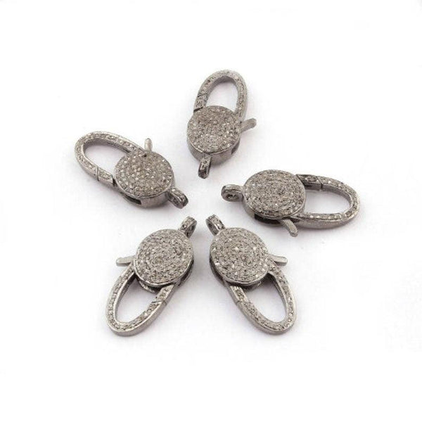 Pave Diamond Lobster Clasp/925 Silver 30x12mm Diamond Lock/ Diamond Findings/Diamond Clasp & Clips/Jewelry Finding