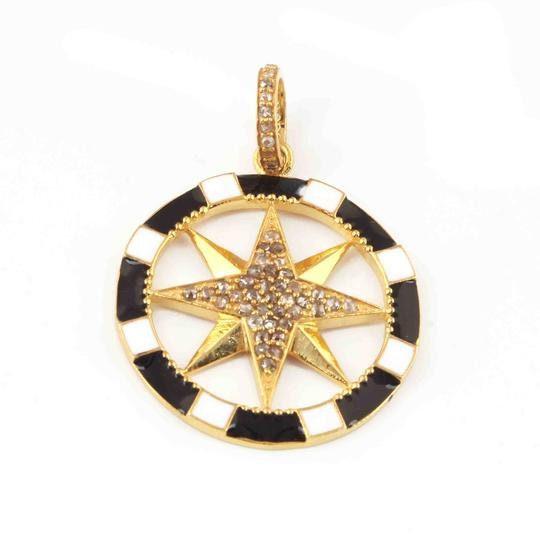 Diamond Enamel Round Pendant 34x29mm Pave Diamond Pendant Star Of David Necklace Art Deco Diamond Jewelry Diamond Star Pendant Necklace