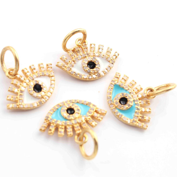 Diamond Evil Eye 15x10mm, Evil Eye Pendant, Bakelite Evil Eye, Diamond Eye Pendant, Enamel Eye Pendant, Necklace Pendant, Diamond Jewelry
