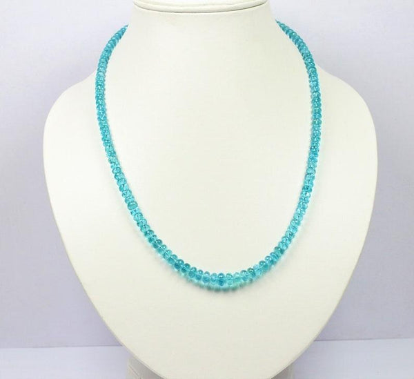 6-8mm Apatite Smooth Necklace, Apatite Gemstone, Beaded Necklace, Apatite Jewelry, Apatite Rondelle Necklace, Apatite Strand, Women Necklace