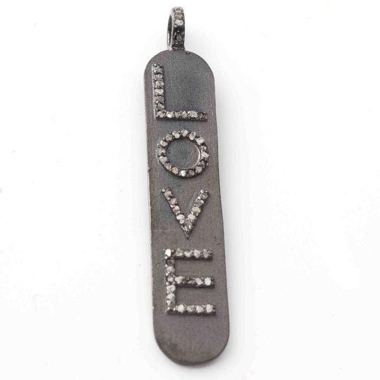 Pave Diamond Love Faith Pendant/925 Sterling Silver/62x11mm Love Jewelry/Pave Diamond Pendant/Dog Tag Pendant/Unisex Gifts Necklace Pendant
