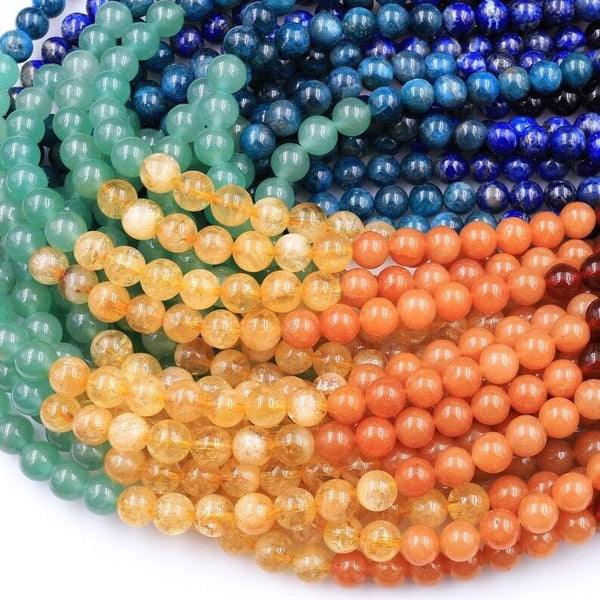 Chakra Round Beads 4mm 6mm 8mm 10mm Round Gemstone Bead Amethyst Lapis Apatite Green Aventurine Citrine Orange Aventurine Red Carnelian Bead