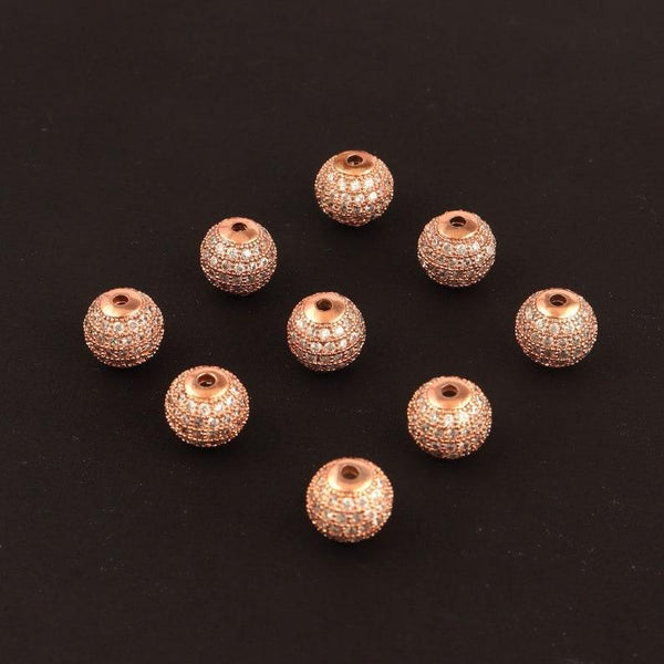 10mm CZ Gold Plated Round Beads Quartz Spacer Loose Beads Brass Beads Jewelry Finding Craft Supplies Gold Matte Beads Round Ball Beads