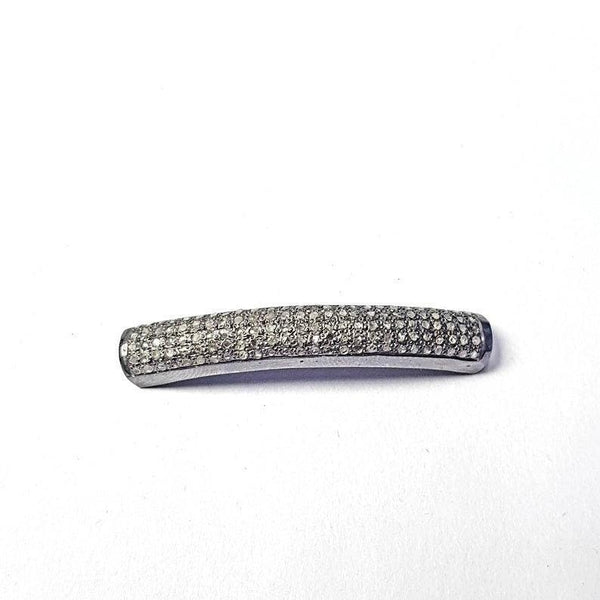 Pave Diamond Bended Bar Charm Connector/Bracelet Connector/Handmade Bar Connector/Oval Connector/Tunnel Band/Craft Fine Jewelry Supplies