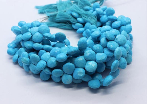 Turquoise 7-8mm Heart Beads/Turquoise Beads/Heart Briolette/Turquoise Strand/Turquoise Wholesale/Turquoise Gemstone/Beads For Jewelry Making
