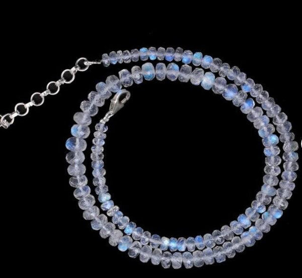 4-7mm Rainbow Moonstone Beaded Gemstone Necklace Rondelle Moonstone Necklace Handmade Adjustable Necklace Anniversary Gift For Her