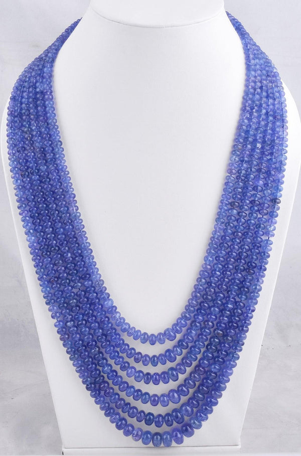 5-10mm Tanzanite Rondelle Necklace 6 Strands Layering Necklace Handmade Gemstone Necklace Beaded Necklace Jewelry Tanzanite Gemstone Beads